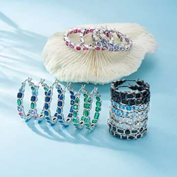 925 Sterling Silver Post Hoop Earrings for Women Green Cubic Zirconia Gold Plated Christmas Birthday Party Jewelry Gifts for Women Gilrs weinuo