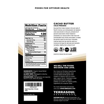Terrasoul Superfoods Organic Cacao Butter, 1 Lb - Raw | Keto | Vegan | Unrefined