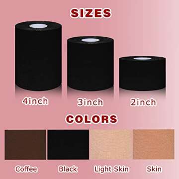 BEWTEIM Boobs Tape, Breast Lift Tape for Large Breasts, Black Boobytape for Breast Lift Plus Size, 3 inch Adhesive Bra Tape 1 Pair Silicon Nipple Stickers and 5 Pairs Satin Breast Petals