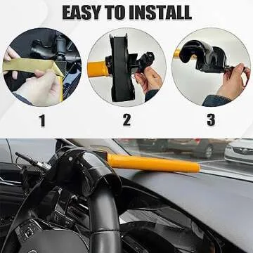 FLK Tech Universal Anti-Theft Car Auto Security Rotary Steering Wheel Lock