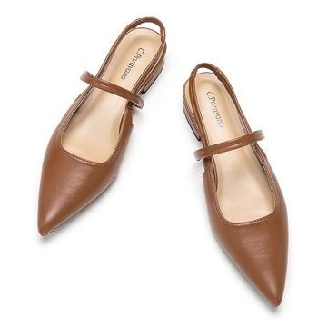 C.Paravano Women's Slingback Flats | Pointed Toe Flats Sandals | Ankle Strap Slingback Shoes | Comfo...