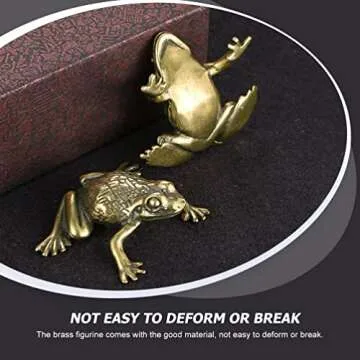 Milisten 2pcs Brass Frog Amulet Copper Chinese Mythological Animals Home Decoration Mini Gold Frog Stuff Zen Meditation Shelf Decor Accents for Fengshui Wealth Golden