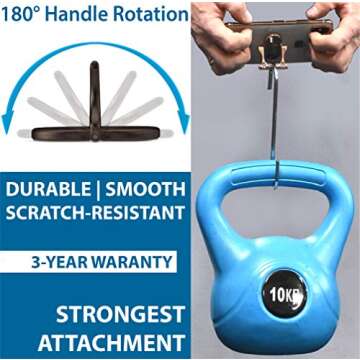 MOBI HANDLE Phone Grip Holder Ring Kickstand, Unique 3-Finger Shape for Comfort and Security with Strap, Lightweight, Durable, Scratch Resistant, Compatible with All Magnetic Mounts [Black]