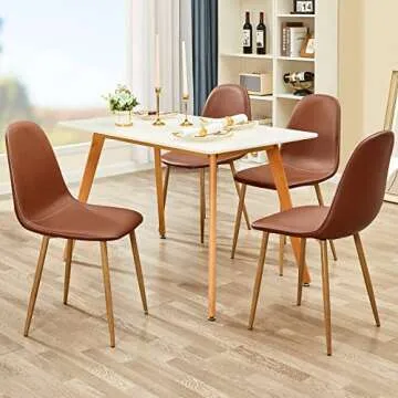 Stylish Washable PU Leather Dining Chairs Set of 4