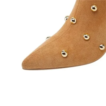 FSJ Women's Studded Stiletto Over the Knee Boots Fashion