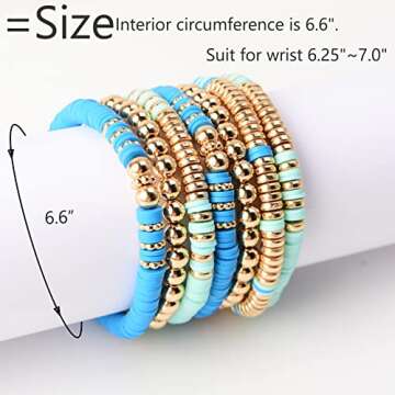 GOOJIDS Surfer Heishi Clay Bead Bracelets for Women Bohemian Stackable Gold Beaded Stretch Bracelets...