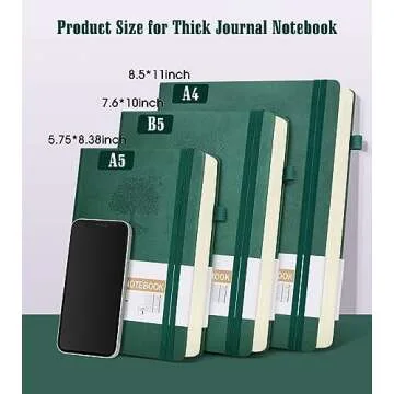 Lined Journal Notebook -365 Pages A5 Thick Journals for Writing Ruled Notebook, Hardcover Leather Jo...