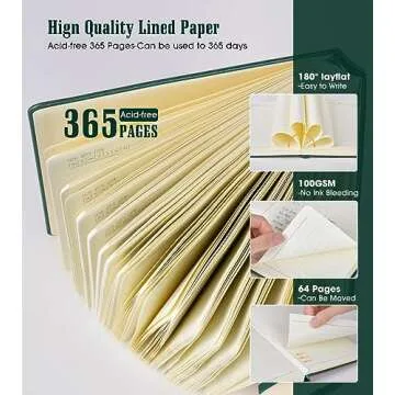 Lined Journal Notebook -365 Pages A5 Thick Journals for Writing Ruled Notebook, Hardcover Leather Journal for Women Men, Daily Journal Notebook for Work, Note Taking, 100Gsm Lined Paper( 5.75'' X