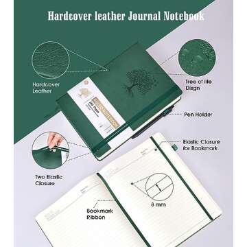 Lined Journal Notebook -365 Pages A5 Thick Journals for Writing Ruled Notebook, Hardcover Leather Journal for Women Men, Daily Journal Notebook for Work, Note Taking, 100Gsm Lined Paper( 5.75'' X