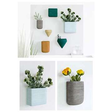 Purzest Ceramic Hanging Planters Geometric Wall Decor Container Flower Pot Holder Great for Succulent Plants, Air Plant, Mini Cactus, Faux Plants (Set of 6)