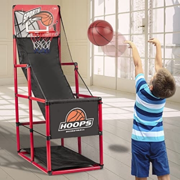 Kids Arcade Basketball Game Set with Inflatable Balls