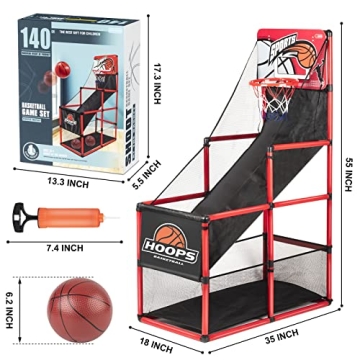 Kids Arcade Basketball Game Set with Inflatable Balls