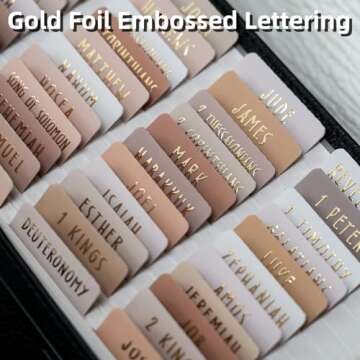 UPAFEXXI-Laminated Bible Tabs (Gold Foil Embossed Lettering), Bible Tabs for Women and Men, Reposition Large Print Stickers, Easy to Read and Apply, 80Chapters Labels for Easy Navigation(Cappuccino)