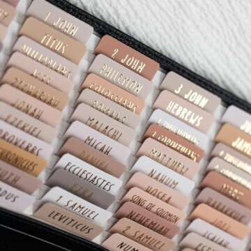 UPAFEXXI-Laminated Bible Tabs (Gold Foil Embossed Lettering), Bible Tabs for Women and Men, Reposition Large Print Stickers, Easy to Read and Apply, 80Chapters Labels for Easy Navigation(Cappuccino)