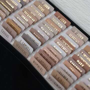 UPAFEXXI-Laminated Bible Tabs (Gold Foil Embossed Lettering), Bible Tabs for Women and Men, Reposition Large Print Stickers, Easy to Read and Apply, 80Chapters Labels for Easy Navigation(Cappuccino)