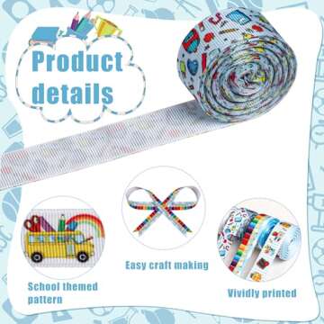 School Theme Grosgrain Ribbons for Creative Crafting