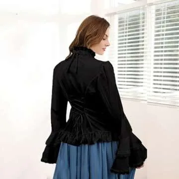 Mingyuezai Vintage Victorian Lace Blouse for Women