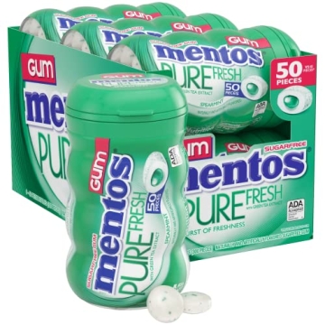 Mentos Pure Fresh Holiday Sugar-Free Chewing Gum with Xylitol, 50 Piece Bottle (Bulk Pack of 6)