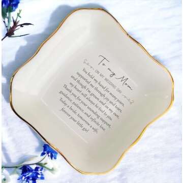 BAT TRANG Handmade Ceramic Ring Dish - Perfect Gift for Moms on Wedding Day