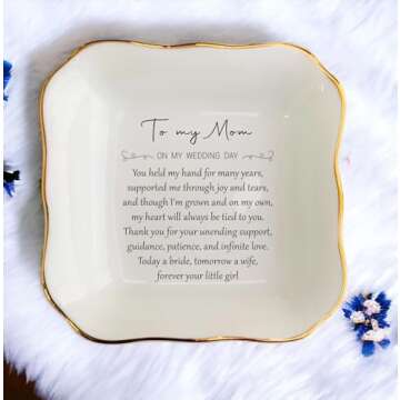 Personalized Ceramic Ring Dish for Weddings - Gift for Mom