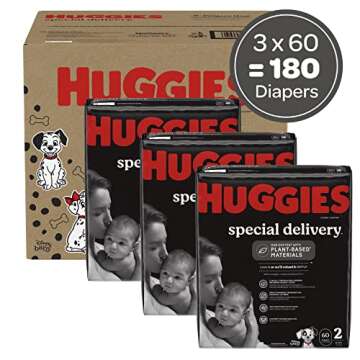 Huggies Special Delivery Hypoallergenic Baby Diapers Size 2 (12-18 lbs), 180 Ct, Fragrance Free, Saf...