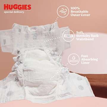 Huggies Special Delivery Hypoallergenic Baby Diapers Size 2 (12-18 lbs), 180 Ct, Fragrance Free, Safe for Sensitive Skin