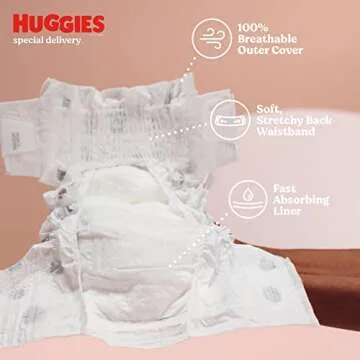 Huggies Special Delivery Hypoallergenic Baby Diapers Size 2 (12-18 lbs), 180 Ct, Fragrance Free, Safe for Sensitive Skin