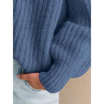 PRETTYGARDEN Womens Sweaters Fall 2024 Long Sleeve Open Front Chunky Cardigan Sweaters for Women Dressy Short Cardigans (Mist Blue, Large)