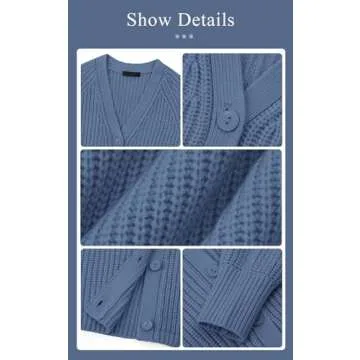 PRETTYGARDEN Womens Sweaters Fall 2024 Long Sleeve Open Front Chunky Cardigan Sweaters for Women Dressy Short Cardigans (Mist Blue, Large)