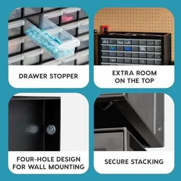 IRIS USA Screw Organizer, Hardware Storage Organizer, 64 Drawer Parts Cabinet, Plastic Drawer Storage for Hardware Crafts, Small Parts, Nuts and Bolts, Tool Storage, Scrapbook Art Hobby - Black