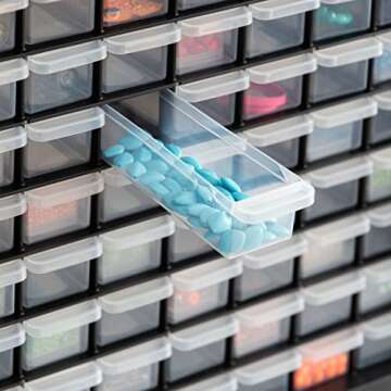 IRIS USA Screw Organizer, Hardware Storage Organizer, 64 Drawer Parts Cabinet, Plastic Drawer Storage for Hardware Crafts, Small Parts, Nuts and Bolts, Tool Storage, Scrapbook Art Hobby - Black