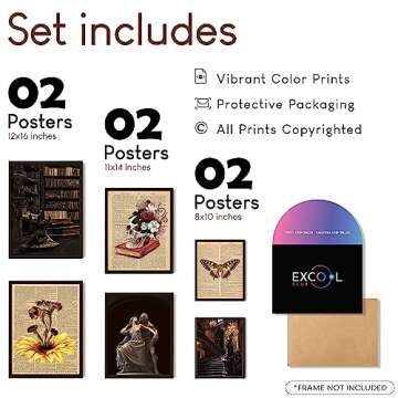 EXCOOL CLUB Dark Academia Room Decor Aesthetic Poster - 12x16 Dark Academia Decor, Vintage Wall Deco...