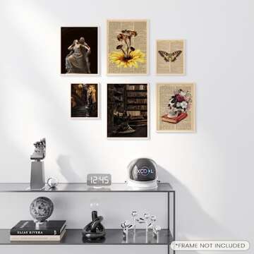 EXCOOL CLUB Dark Academia Room Decor Aesthetic Poster - 12x16 Dark Academia Decor, Vintage Wall Decor Academia Art Prints, Brown Academia Aesthetic Paintings Victorian Pictures for Bedroom (UNFRAMED)