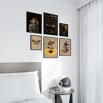 EXCOOL CLUB Dark Academia Room Decor Aesthetic Poster - 12x16 Dark Academia Decor, Vintage Wall Decor Academia Art Prints, Brown Academia Aesthetic Paintings Victorian Pictures for Bedroom (UNFRAMED)