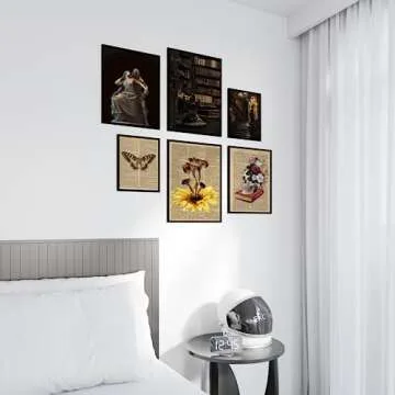 EXCOOL CLUB Dark Academia Room Decor Aesthetic Poster - 12x16 Dark Academia Decor, Vintage Wall Decor Academia Art Prints, Brown Academia Aesthetic Paintings Victorian Pictures for Bedroom (UNFRAMED)