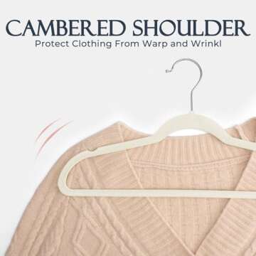 Ivory Velvet Hangers 60 Pack for Stylish Closet Organization