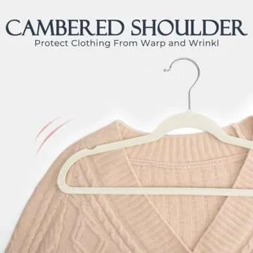Ivory Velvet Hangers 60 Pack for Stylish Closet Organization