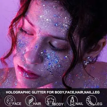 Glow in The Dark Glitter Gel for Women, 12 Colors Chunky Makeup Fine Glitter, UV Black Light Glitter for Body/Face/Hair/Eyeshadow, Glitter for Carnival Party(Not Loose Glitter)