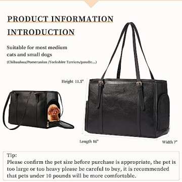 Lasaviin Fashion Dog Purse Pet Carrier Leather Bag for Small Dogs Cats Puppy, Portable Tote Bag Airl...