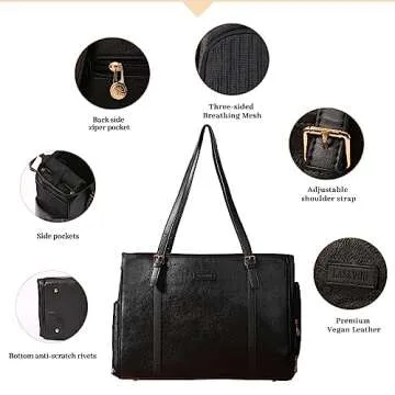 Lasaviin Fashion Dog Purse Pet Carrier Leather Bag for Small Dogs Cats Puppy, Portable Tote Bag Airline Approved Soft-Sided Carriers (Black)