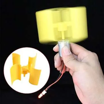 Electricity Generator, Micro Wind Turbines Dc Motor Vertical Motor Blades DIY Kit for Science Education Experiment, 5.5 m/s