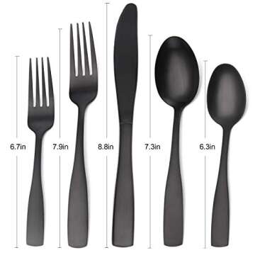 Matte Black Silverware Set, Satin Finish 20-Piece Stainless Steel Flatware set, Tableware Cutlery Se...