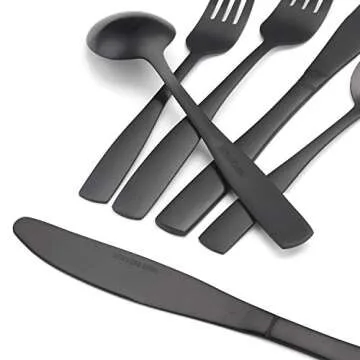 Matte Black 20-Piece Stainless Steel Flatware Set for Stylish Dining