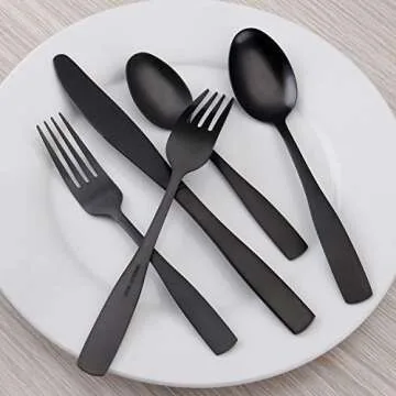 Matte Black 20-Piece Stainless Steel Flatware Set for Stylish Dining