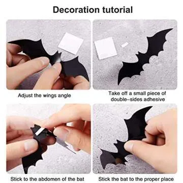 60PCS Halloween 3D Bats Decoration - Realistic PVC Scary Bats Wall Decal & Sticker Set - 4 Sizes, Perfect for Home Window Decoration & Party Supplies