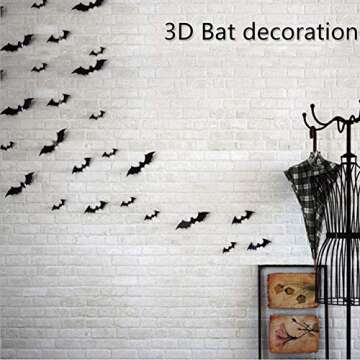 60PCS Halloween 3D Bats Decoration - Realistic PVC Scary Bats Wall Decal & Sticker Set - 4 Sizes, Perfect for Home Window Decoration & Party Supplies