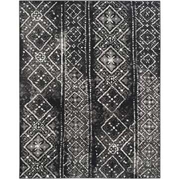 SAFAVIEH Adirondack Collection Area Rug - 8' x 10', Black & Silver, Moroccan Boho Distressed Design,...