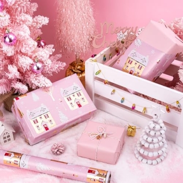 Beautiful Reversible Christmas Wrapping Paper - Mini Roll