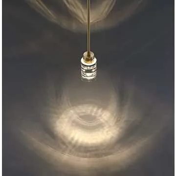 MOTINI 1-Light Cylinder Crystal Pendant Light in Gold Brushed Brass Finish LED Modern Ceiling Hanging Glass Pendant Lighting Fixtures for Kitchen Island Bedroom Dining Room Bar