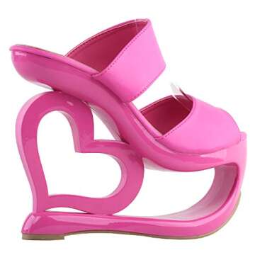 SHOW STORY Retro Pink Open Toe Heart Heel Wedge Wedding Evening Slip-ons Sandals,LF40220